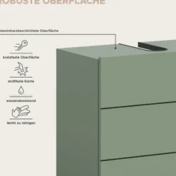 Hioshop Vira wastafel 3 deuren stoffig groen