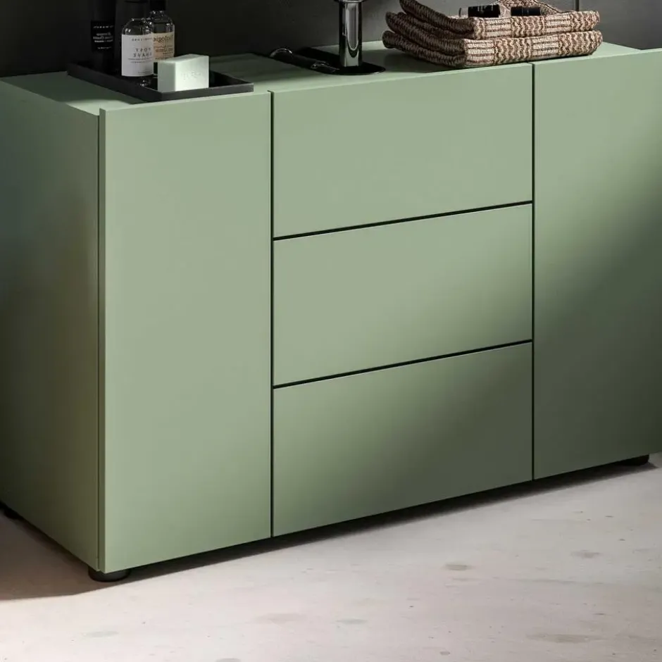 Hioshop Vira wastafel 3 deuren stoffig groen