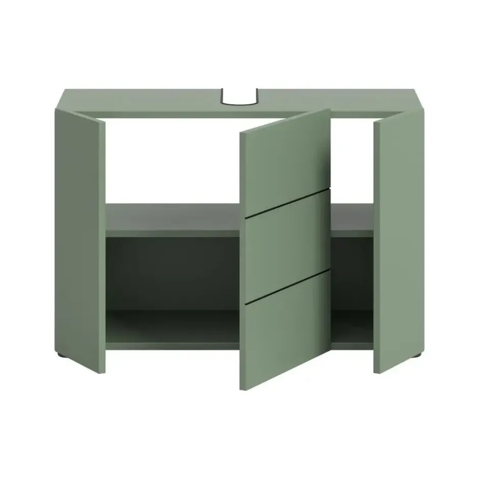 Hioshop Vira wastafel 3 deuren stoffig groen