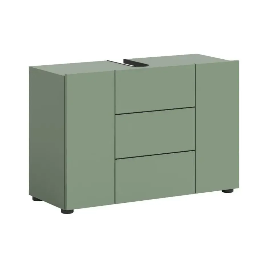 Hioshop Vira wastafel 3 deuren stoffig groen