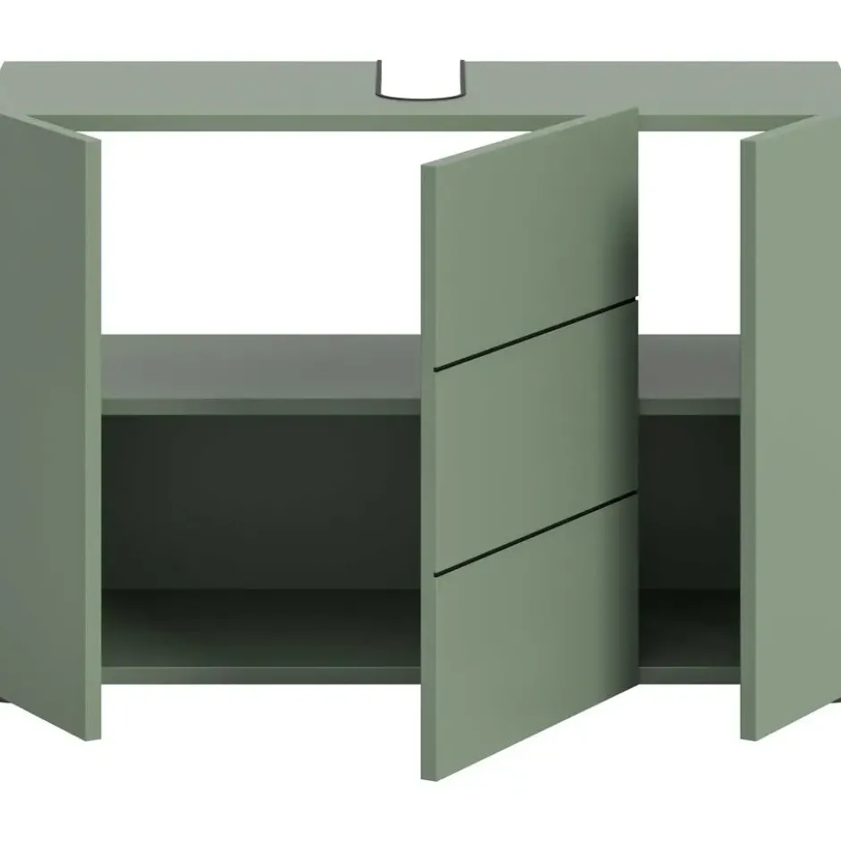 Hioshop Vira wastafel 3 deuren stoffig groen