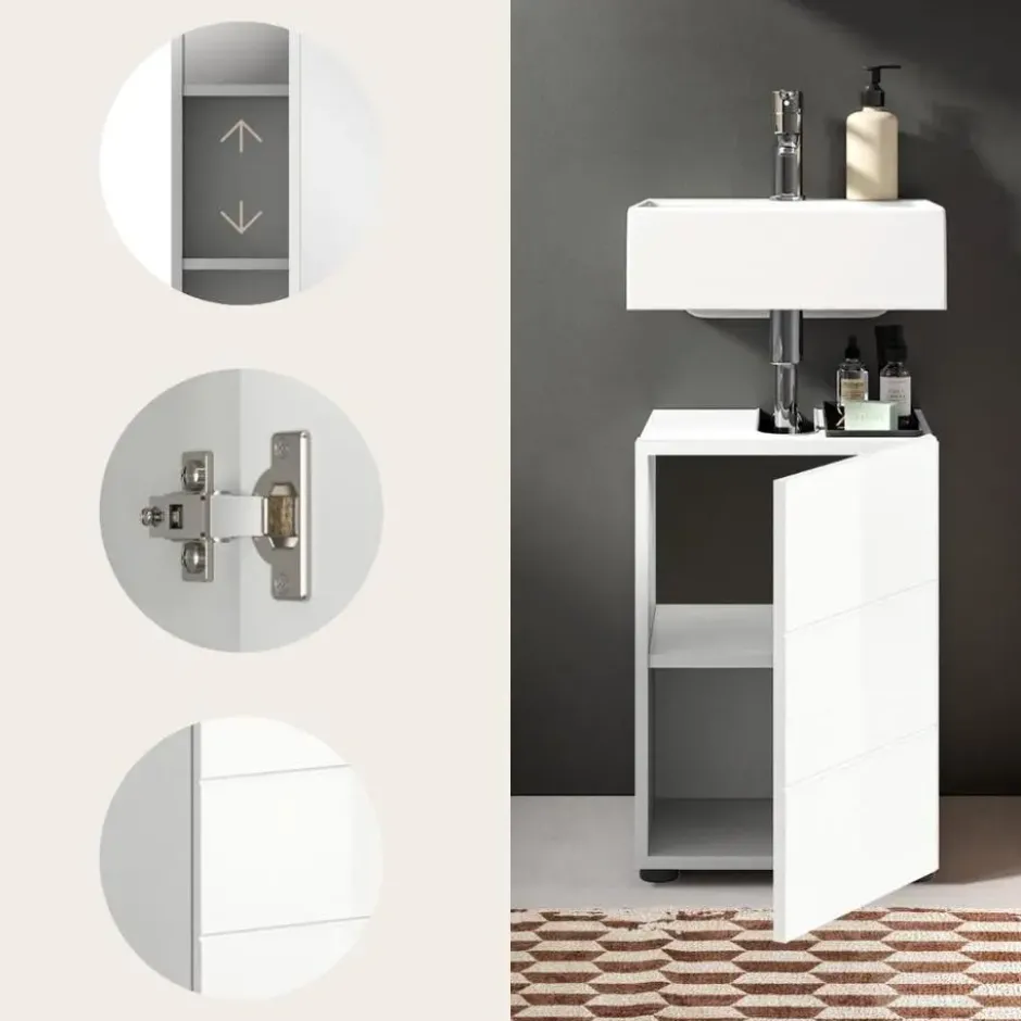 Hioshop Vira wastafel 1 deur wit hoogglans- wit