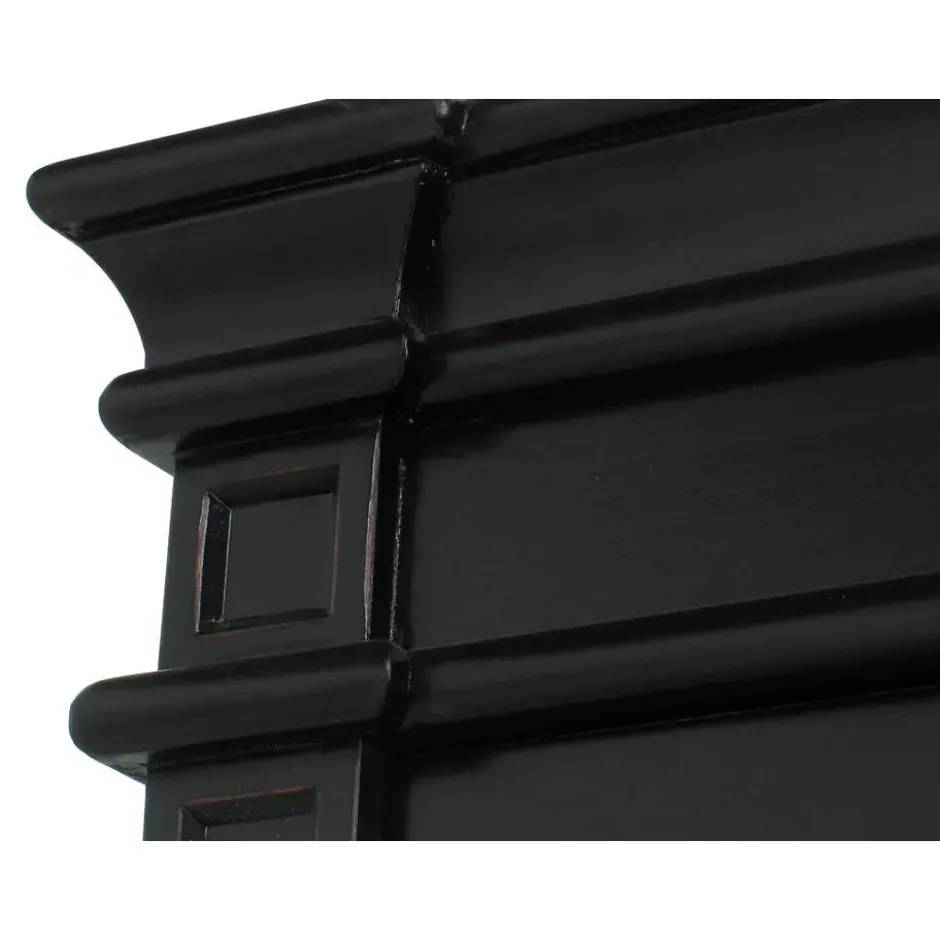 Hioshop Winkelkast buffetkast vitrine met opzet antiek zwart massief hout
