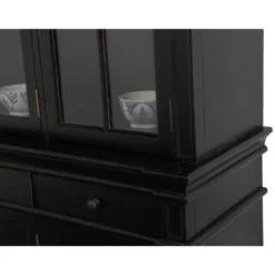 Hioshop Winkelkast buffetkast vitrine met opzet antiek zwart massief hout