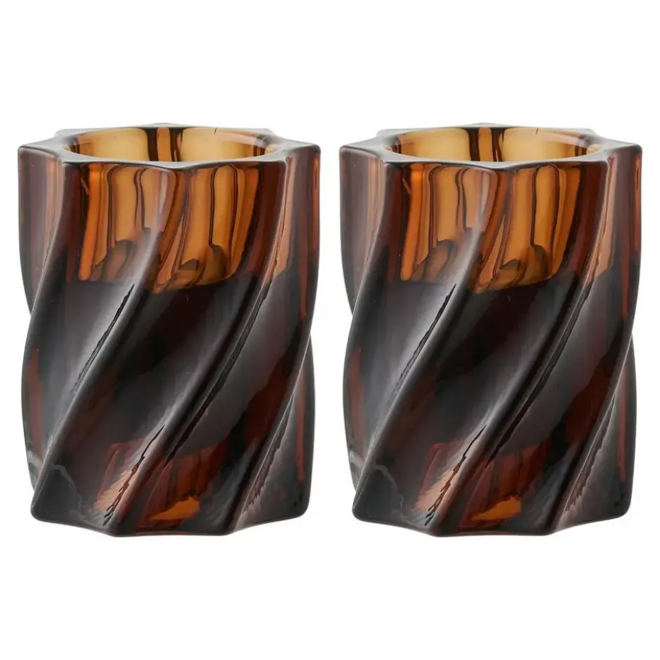 Hioshop Ylva kandelaar set van 2 bruin