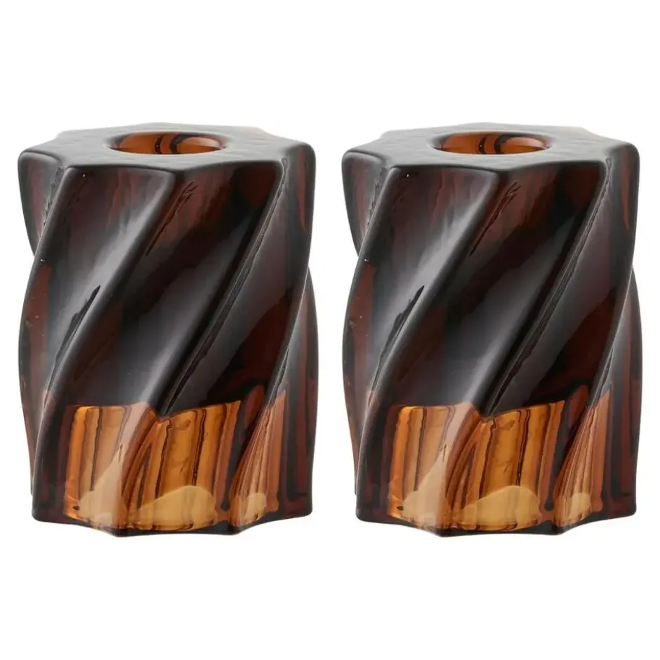 Hioshop Ylva kandelaar set van 2 bruin