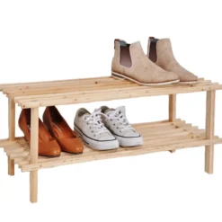 HI Schoenenrek 2-laags hout - compact en praktisch - 74x26x29 cm