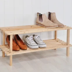 HI Schoenenrek 2-laags hout - compact en praktisch - 74x26x29 cm