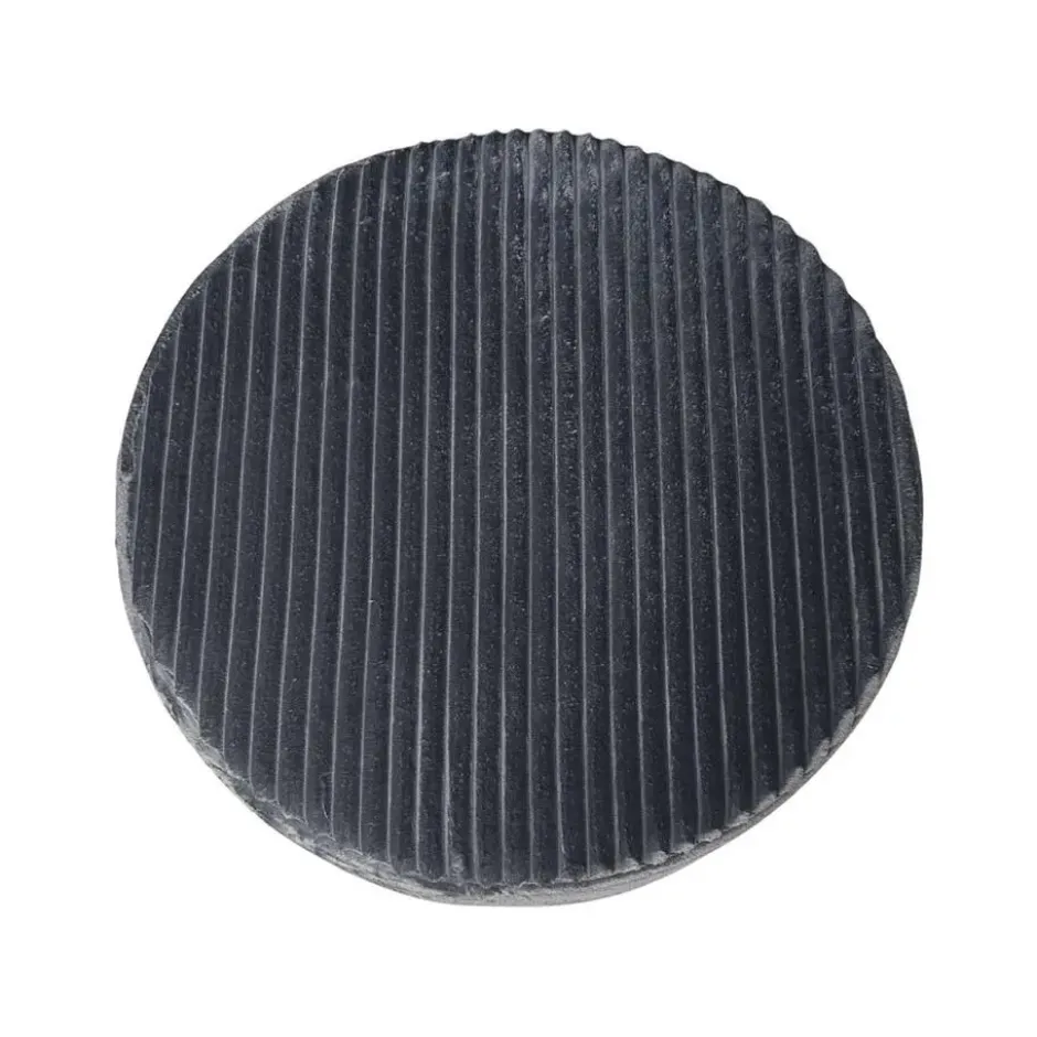 Hocker Rond Antraciet Ribstof - 80x80x39cm - Tilia