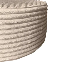 Hocker Rond Beige Ribstof - 60x60x32cm - Tilia