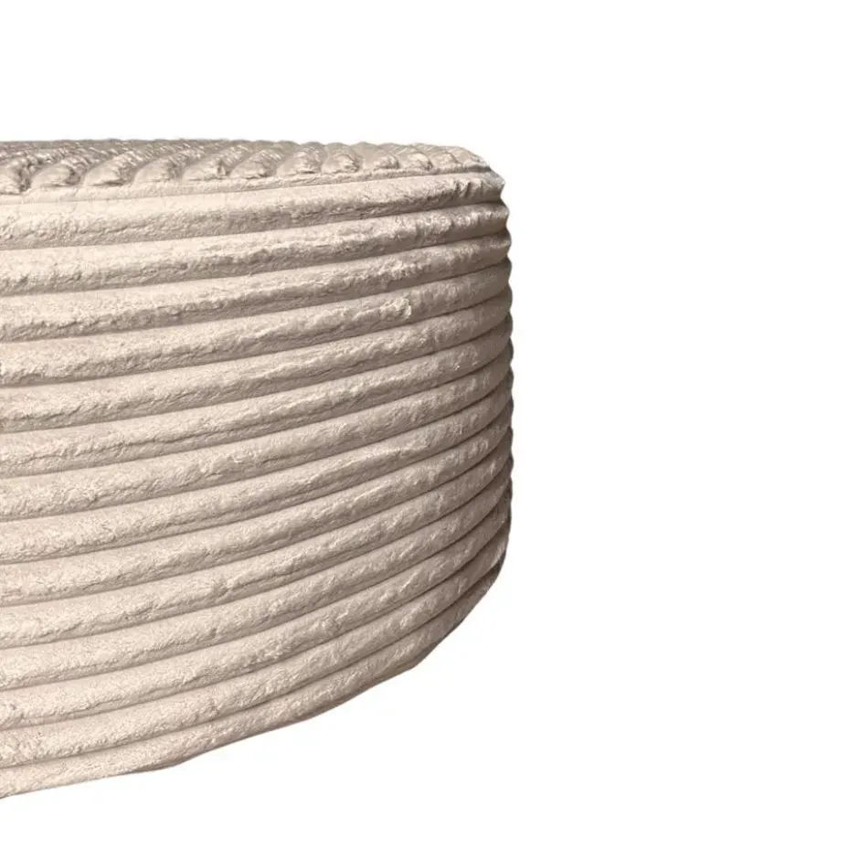 Hocker Rond Beige Ribstof - 80x80x39cm - Tilia