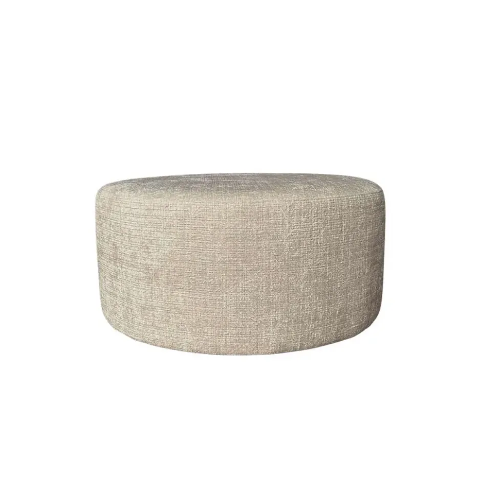 Hocker Rond Taupe Stof - 80x80x39cm - Cremona