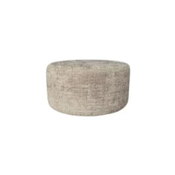 Hocker Rond Taupe Stof - 60x60x32cm - Cremona