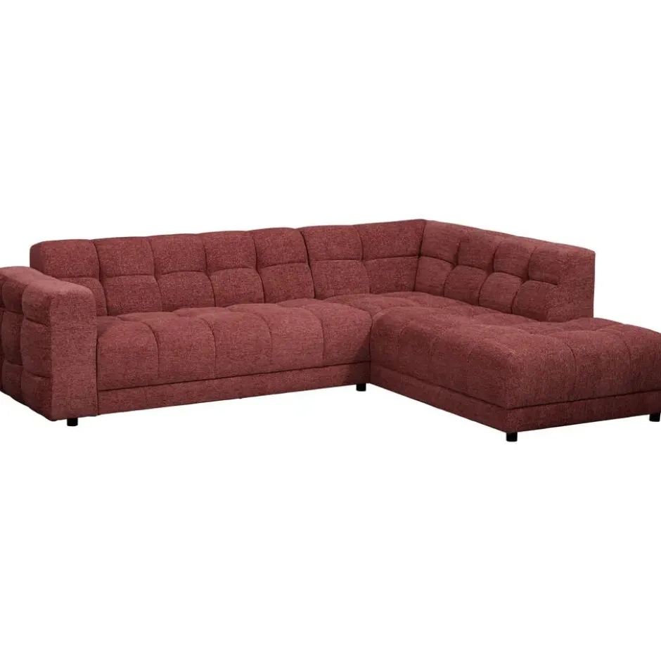 Hoekbank Charlotte met chaise longue rechts - Raven - wijnrood