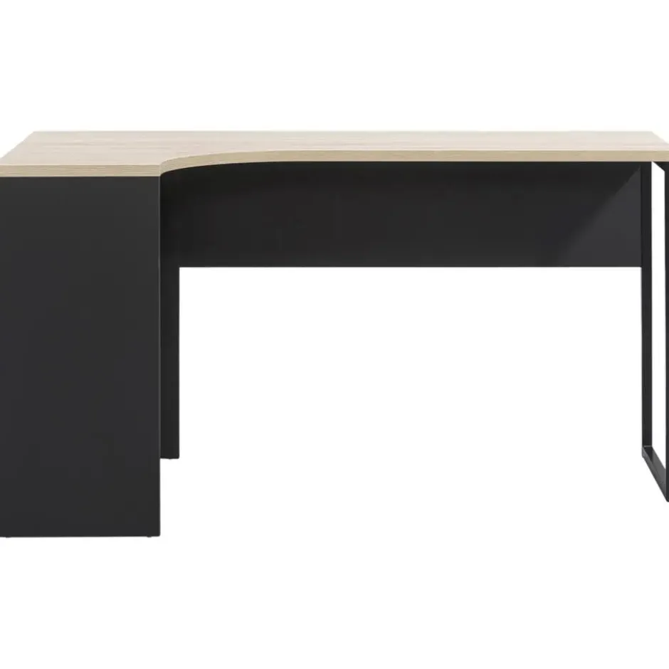 Hoekbureau Hannover - zwart/eikenkleur - 76,8x145x81 cm
