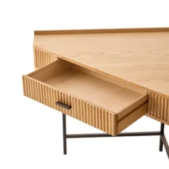 Hoekbureau van hout en metaal met 1 lade