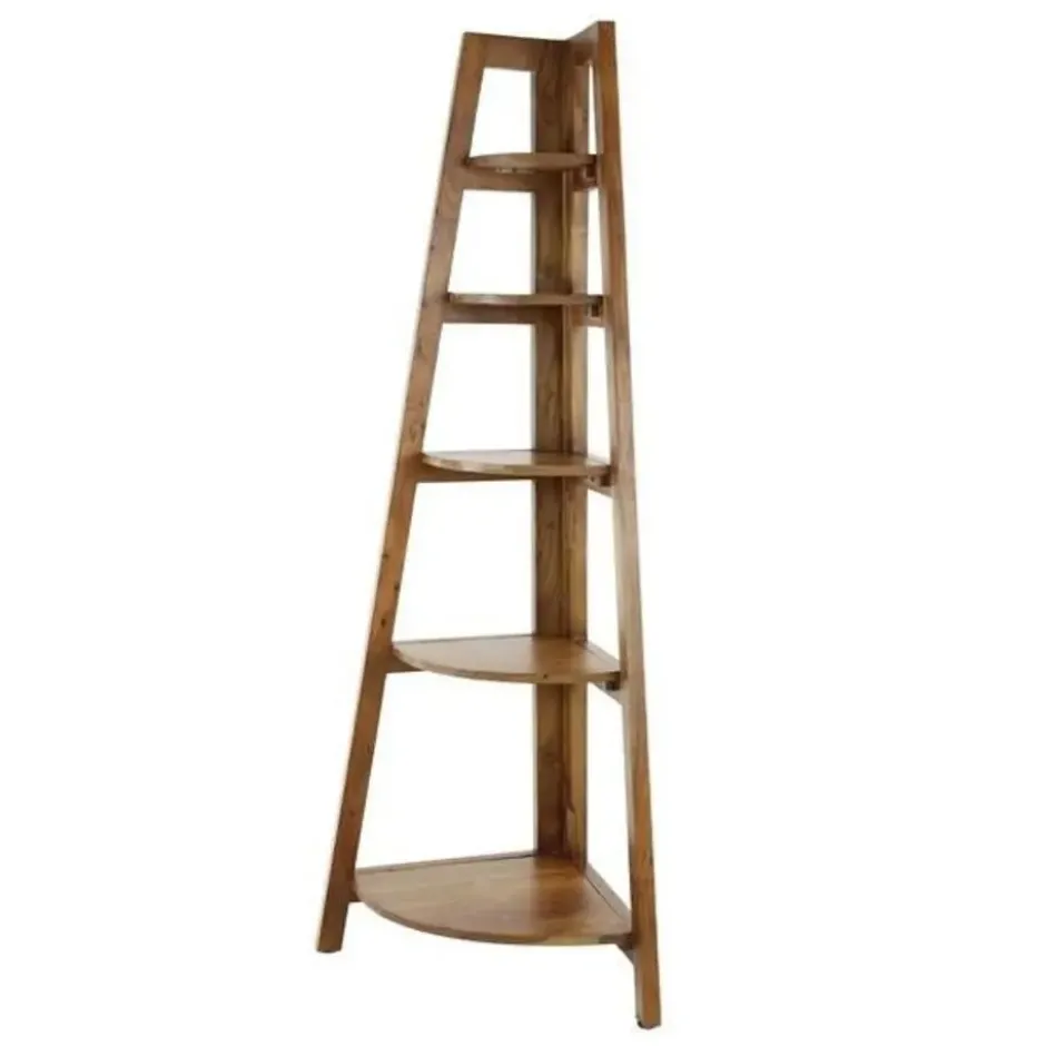 Hoekrek Jess mangohout 5 vakken - 44x64x148 cm - Mangohout - Bruin