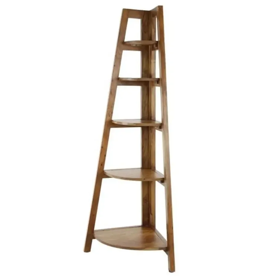 Hoekrek Jess mangohout 5 vakken - 44x64x148 cm - Mangohout - Bruin