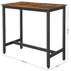 Hoge bartafel: 120 x 125 cm - Vintage bruin zwart