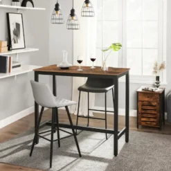 Hoge bartafel: 120 x 125 cm - Vintage bruin zwart