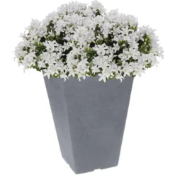 Hoge bloempot - buiten - kunststof - antraciet - 24 x 24 x 35 cm