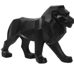 Home Deco factory Beeldje Leeuw origami stijl - 33 cm - zwart