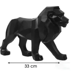 Home Deco factory Beeldje Leeuw origami stijl - 33 cm - zwart