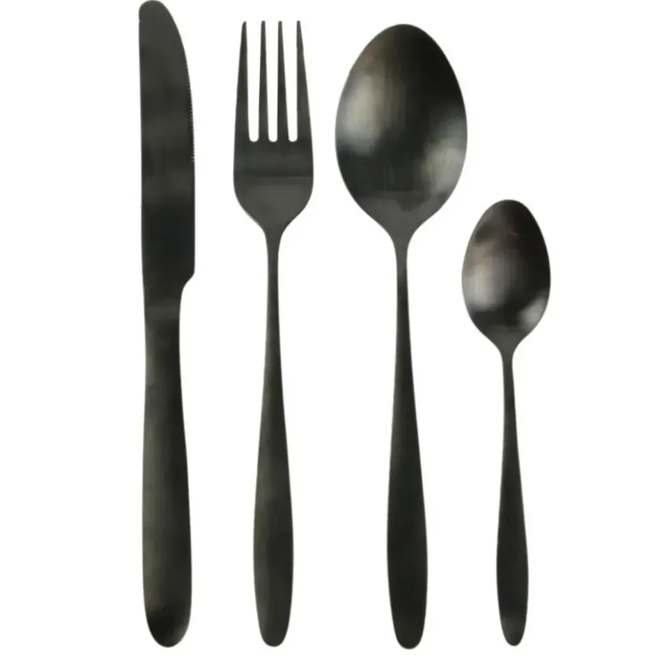 Home Deco Factory Bestekset - 16 delig - zwart - RVS - 4 personen
