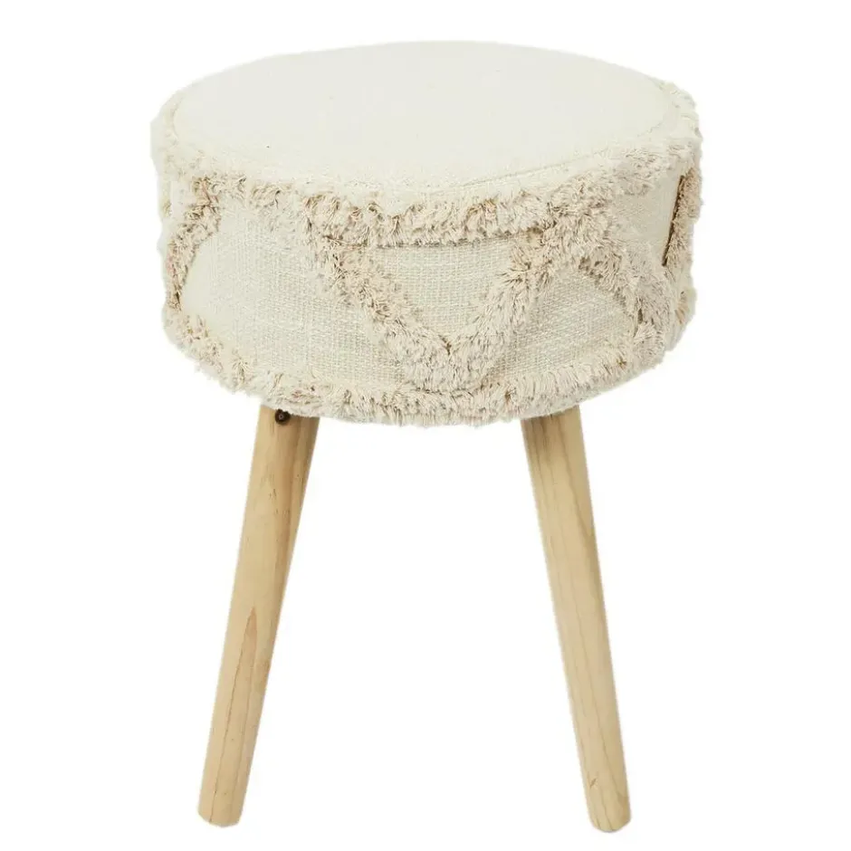 Home Deco Factory Bijzet krukje model Macrame - naturel - H41 cm