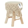 Home Deco Factory Bijzet krukje model Macrame - naturel - H42 cm