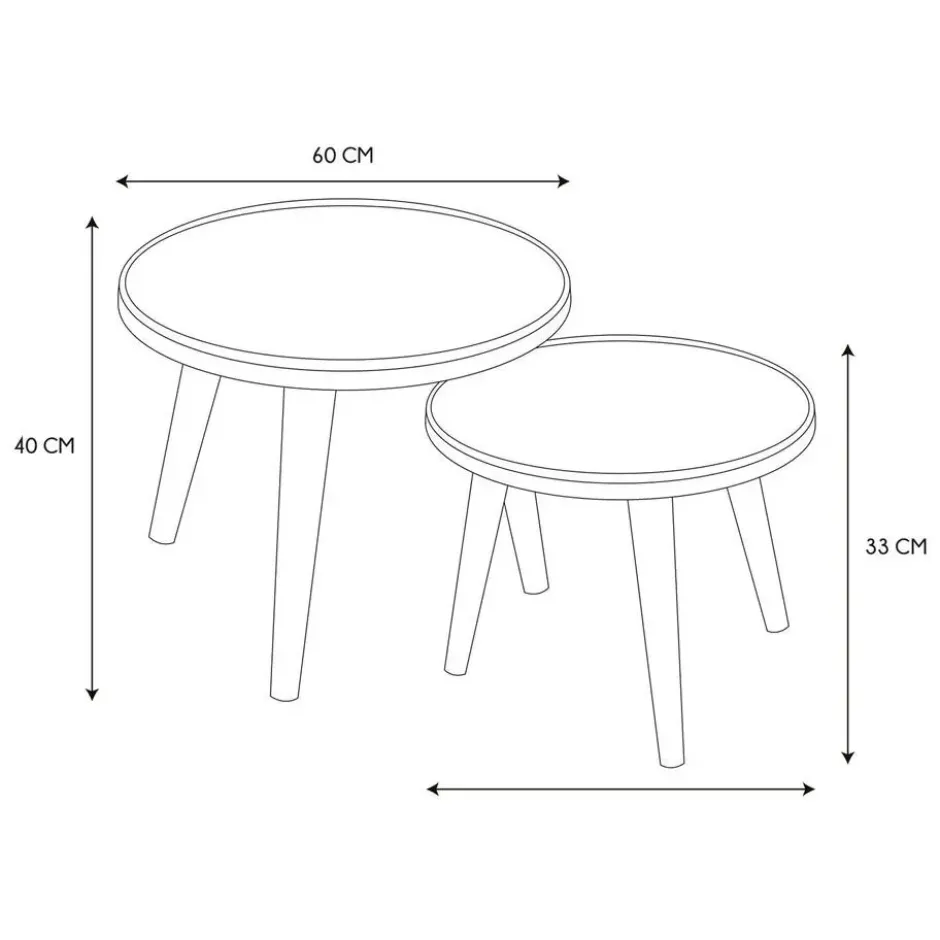 Home Deco Factory Bijzettafels/salontafels Tiny - set 2x - hout