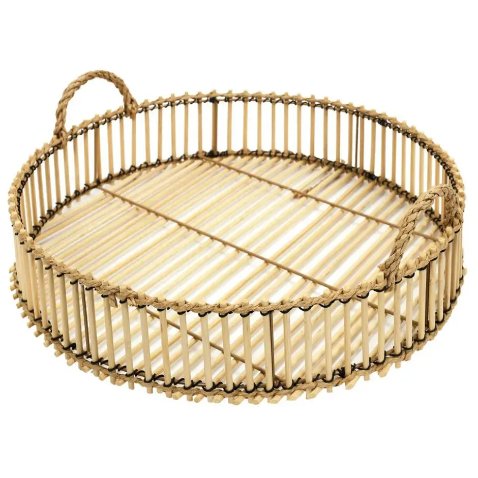 Home Deco Factory dienblad van bamboe - Rond - 40 x 6 cm