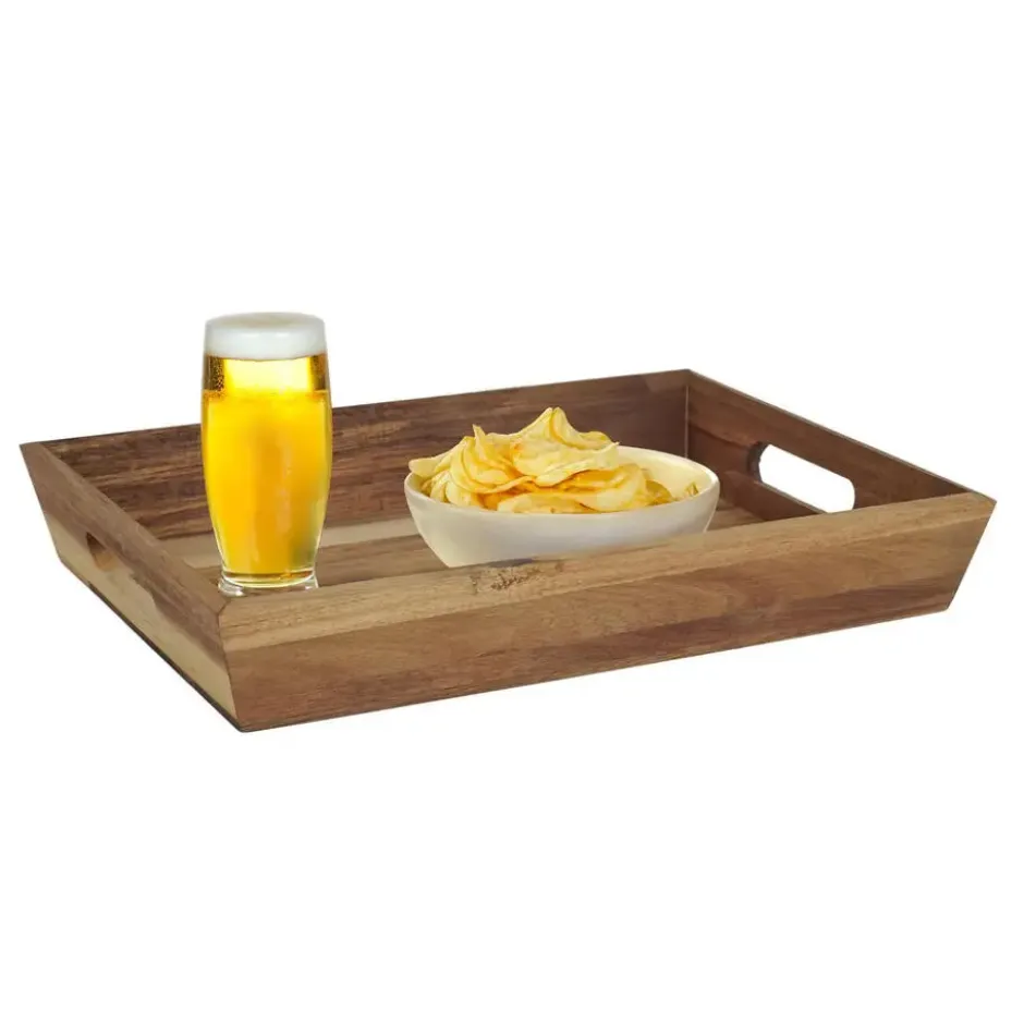 Home Deco Factory dienblad van Acacia - 32 x 23 x 5 cm - bruin