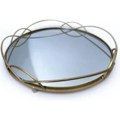 Home Deco Factory dienblad van spiegel glas - Rond - 34 x 4 cm