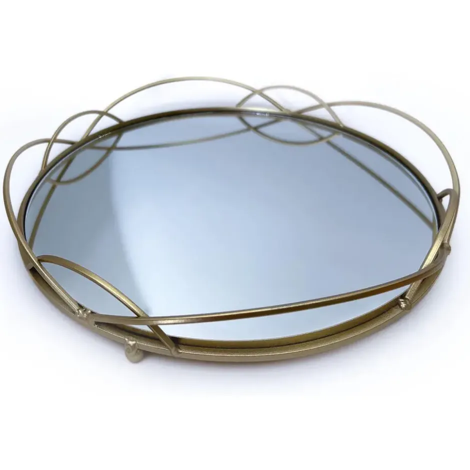 Home Deco Factory dienblad van spiegel glas - Rond - 34 x 4 cm
