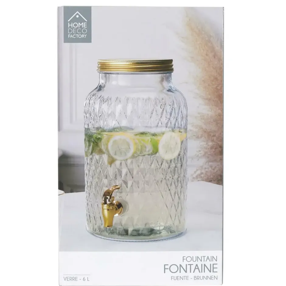 Home Deco Factory Drankdispenser met kraantje - 6L - glas