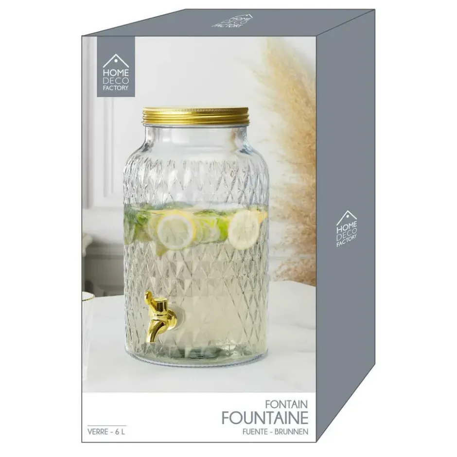 Home Deco Factory Drankdispenser met kraantje - 6L - glas