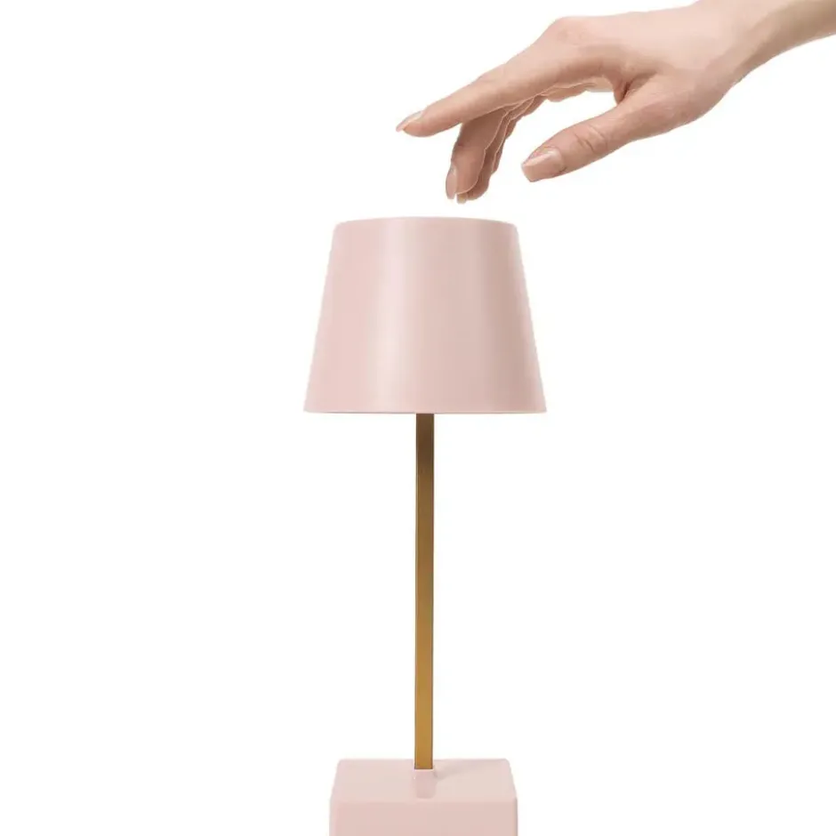 Home deco factory LED tafellamp- kunststof - roze - touch - 26 cm