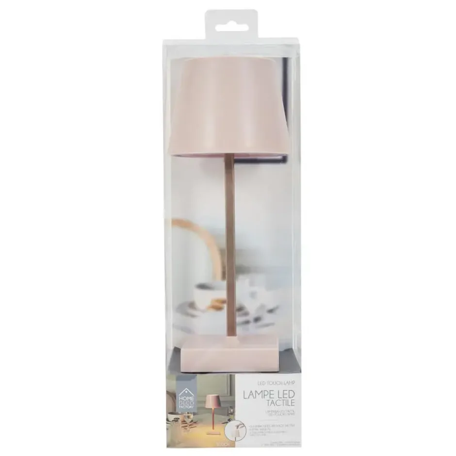 Home deco factory LED tafellamp- kunststof - roze - touch - 26 cm