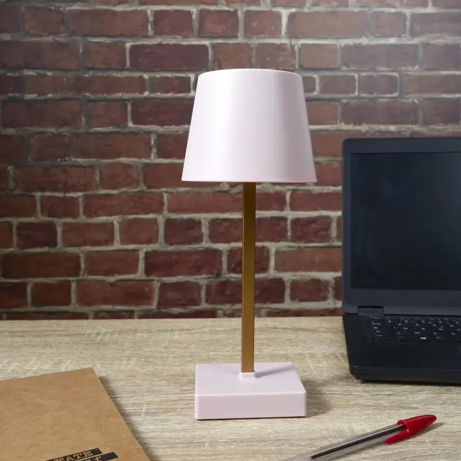 Home deco factory LED tafellamp- kunststof - roze - touch - 26 cm