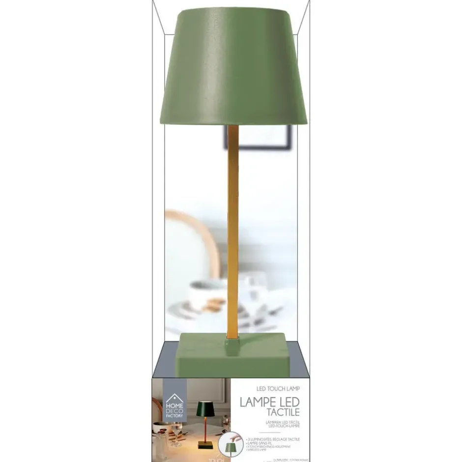 Home deco factory LED tafellamp - kunststof - groen - touch - 26cm