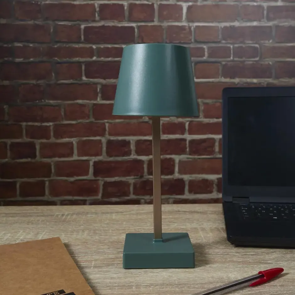 Home deco factory LED tafellamp - kunststof - groen - touch - 26cm