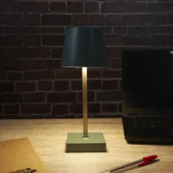Home deco factory LED tafellamp - kunststof - groen - touch - 26cm