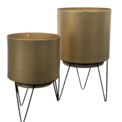 Home Deco Factory Plantenpotten - 2x stuks - goud - H22-H17