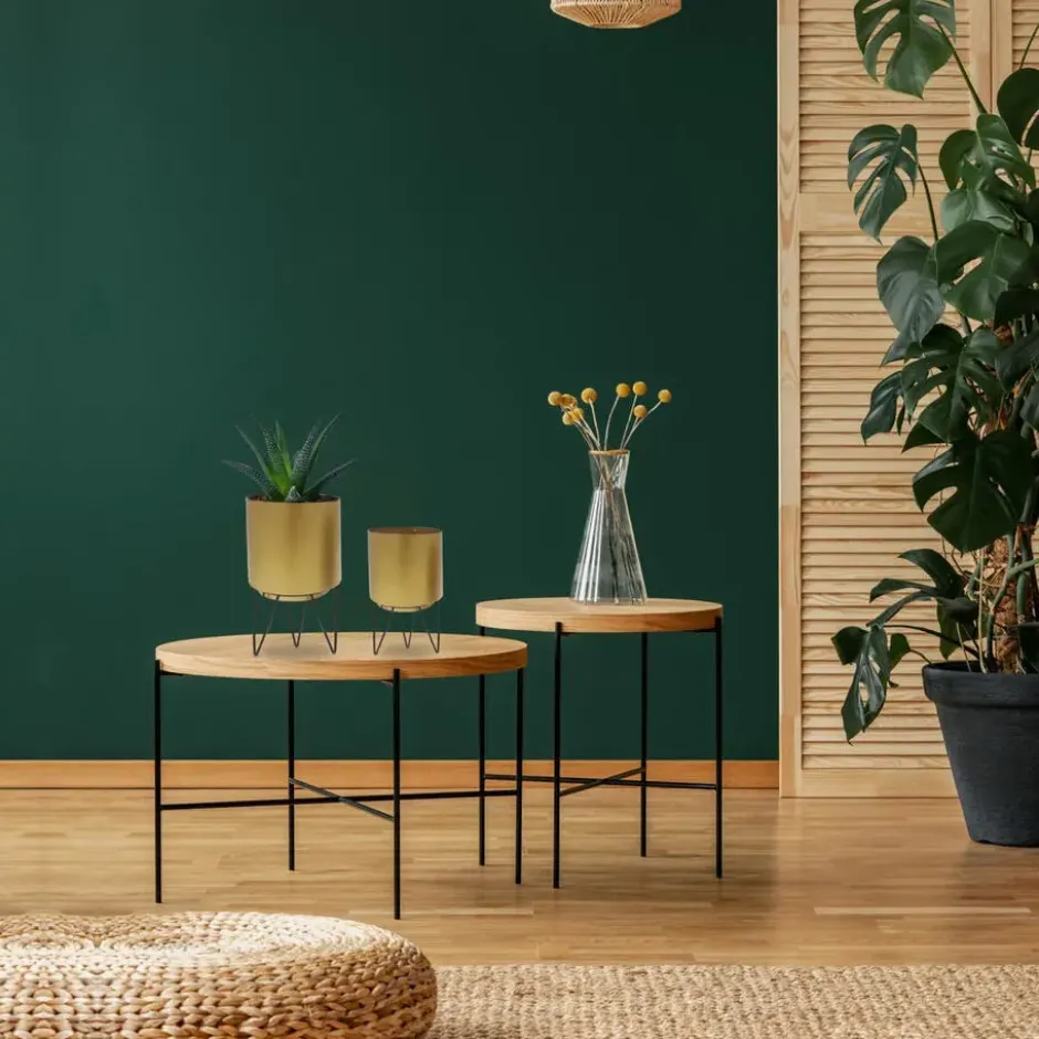 Home Deco Factory Plantenpotten - 2x stuks - goud - H22-H17