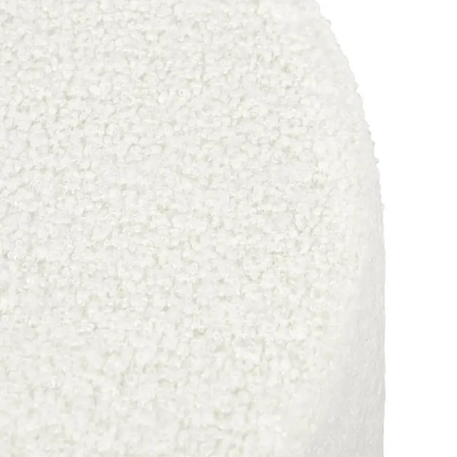 Home deco factory Poef boucle - wit - rond - D35 cm - teddy