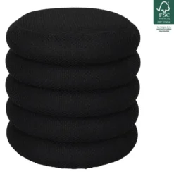 Home Deco Factory Poef/krukje - boucle - zwart - D37 x H44 cm