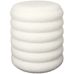 Home Deco Factory Poef/krukje - boucle - wit - D37 x H44 cm