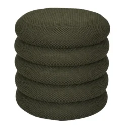 Home Deco Factory Poef/krukje - boucle - groen - D37 x H44 cm