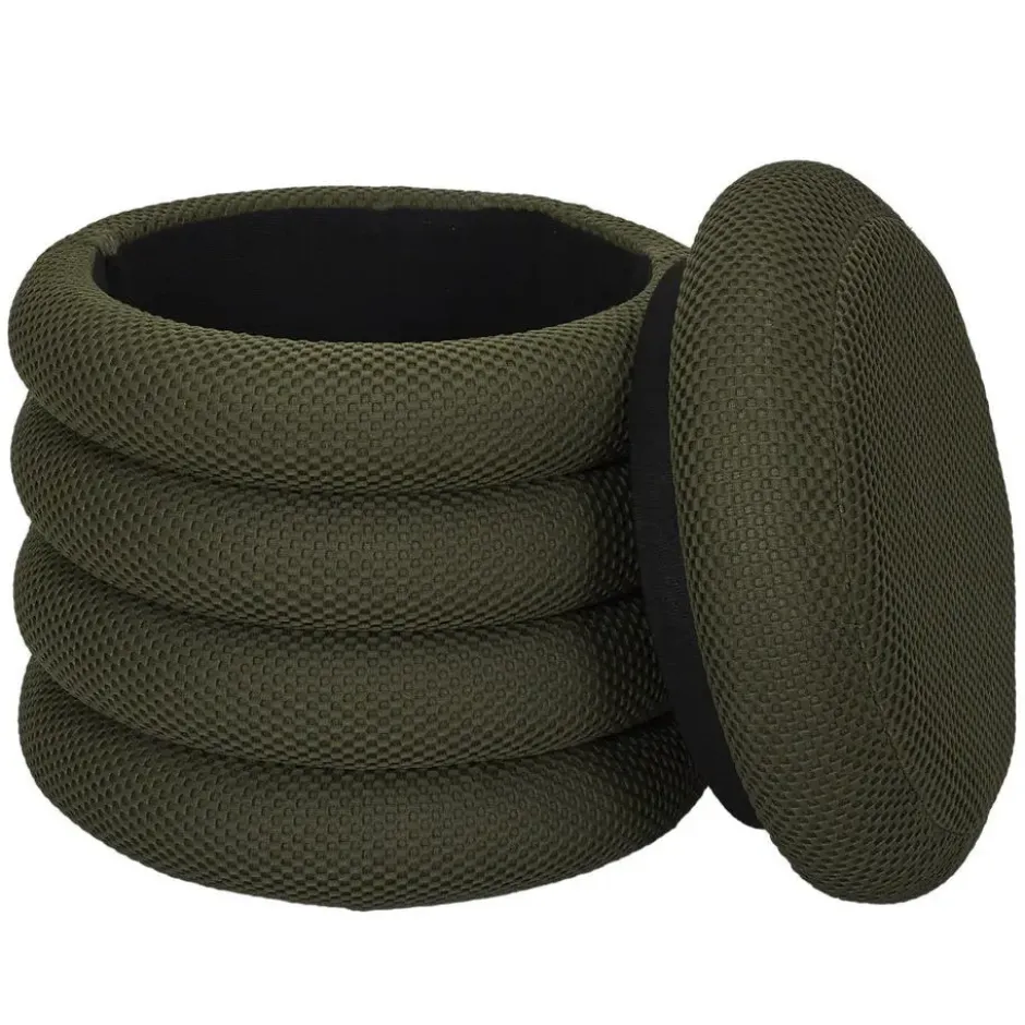 Home Deco Factory Poef/krukje - boucle - groen - D37 x H44 cm